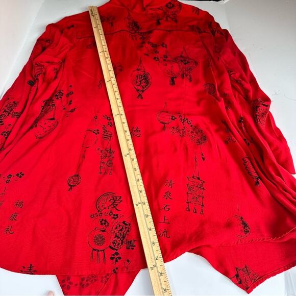 Soft Surroundings Tunic Shirt Pagoda Asian Kimono Sz Large L French Knit Buttons - Picture 9 of 10